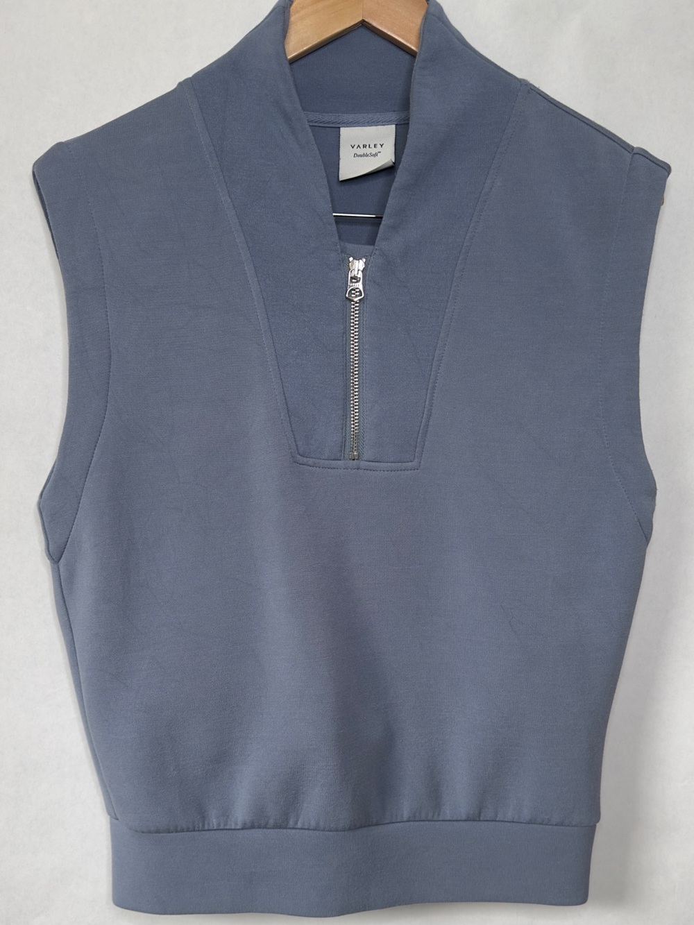 Varley Loretta Half-Zip Sleeveless Sweat in Stone Blue {XS}